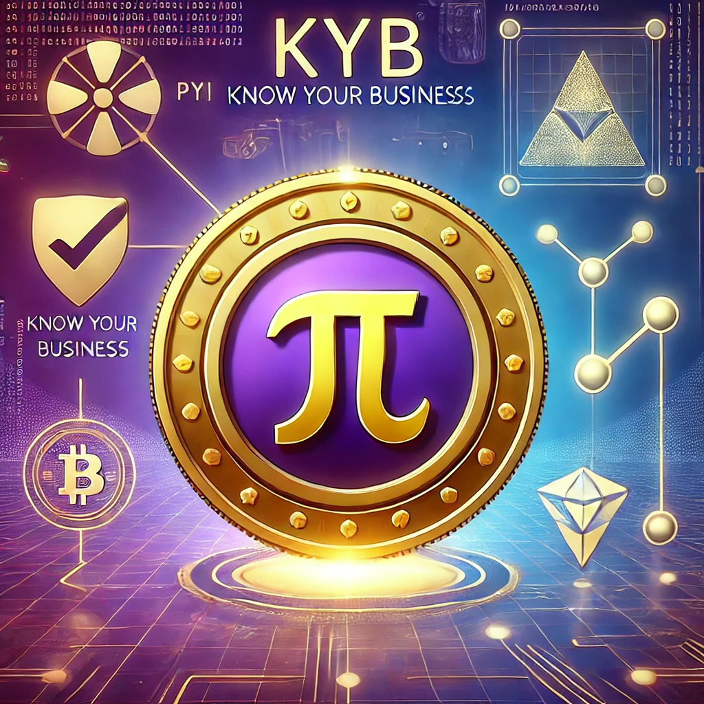 DALL·E 2025-02-17 19.38.45 - A digital illustration representing Pi Network and KYB (Know You...webp